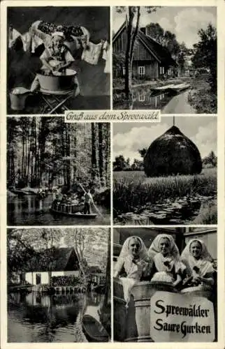 Ak Alt Zauche Wußwerk im Spreewald, Gruß aus dem  Spreewalder Saure Gurken