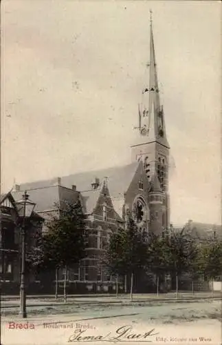 Ak Breda Nordbrabant Niederlande, Boulevard Breda, Kirche
