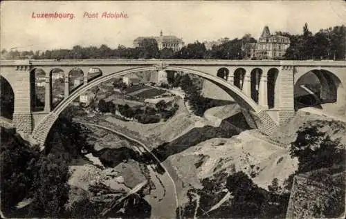 Ak Luxemburg Luxembourg, Pont Adolphe, alte Brücke, schöne Landschaft, historische Ansicht