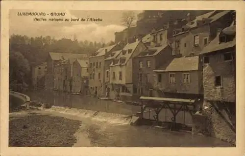 Ak Luxembourg Luxemburg, Grund, Vieilles maisons, Bord de l'Alette