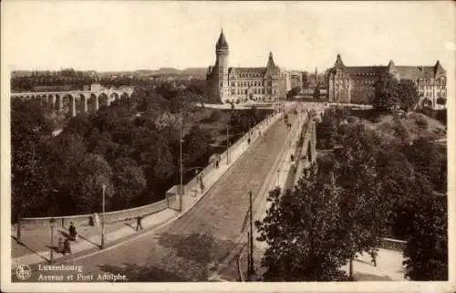 Ak Luxemburg, Avenue und die Adolphe Brücke, Pont Adolphe
