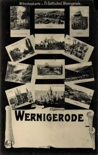 Ak Wernigerode im Harz, Mikroskopkarte von Fr. Gottsched,  verschiedene Ansichten