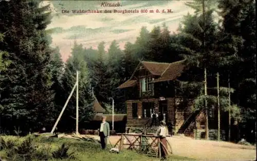 Ak Kirnach Sankt Georgen im Schwarzwald, Waldschenke, Burghotel, 800 m ü. d. M., Waldlandschaf...