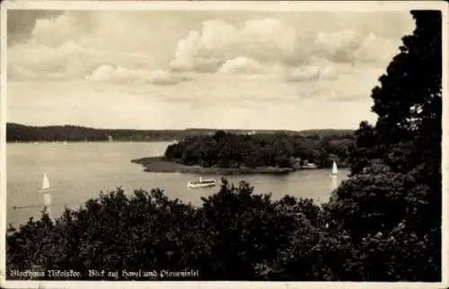 Ak Berlin Zehlendorf Wannsee, Blockhaus Nikolskoe, Havel, Pfaueninsel