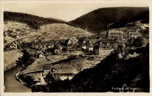 Ak Forbach im Murgtal Schwarzwald Baden, Schwarzenbachtalsperre, Panorama von Forbach, Fluss, ...