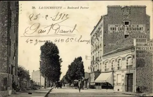 Ak La Courneuve Seine Saint Denis, Boulevard Pasteur, Vins Café Restaurant, Boulangerie, Patisser