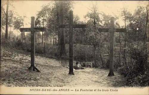 Ak Notre Dame des Anges Seine Saint Denis, Fontaine, tros Croix