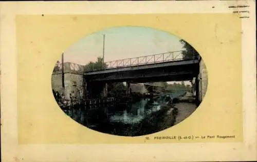 Ak Freinville Seine Saint Denis, Brücke Le Pont Rougemont, Wasserweg, Landschaft, keine Personen