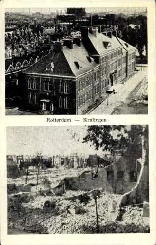 Ak Kralingen Rotterdam Südholland Niederlande, Zerstörungen am Ort