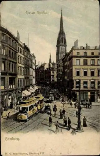 Ak Hamburg Mitte Altstadt, Grosser Burstah, Straßenbahn,  Architektur, Stadtansicht