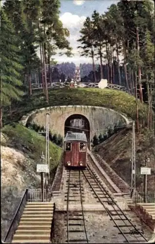 Ak Baden Baden am Schwarzwald, Merkurbahn, Tunnel bei Station Aussichtsplatte