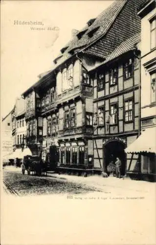 Ak Hildesheim in Niedersachsen, Wiener Hof, s Gebäude, Pferdewagen, Straßenansicht