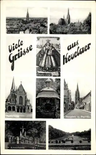 Ak Kevelaer am Niederrhein, Blick auf die Stadt, Basilika, Pfarrkirche, Kreuzbaum, Gnadenbild, Ha