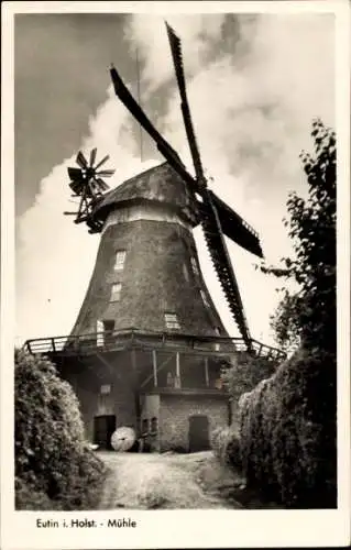 Ak Eutin Holstein, Blick auf die Windmühle, Auffahrt, Bäume, Reet