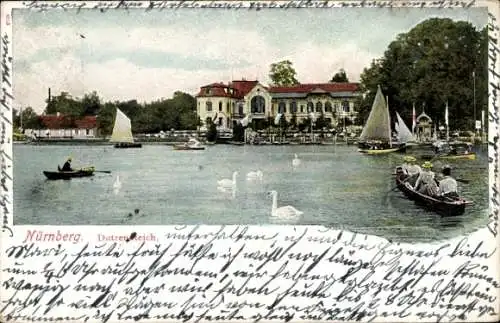 Ak Dutzendteich Nürnberg in Mittelfranken Bayern, Teilansicht