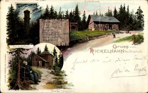 Ak Ilmenau in Thüringen, Berghotel Gabelbach am Kickelhahn ,  Kickelhohn, Goethe-Häuschen, Waldla