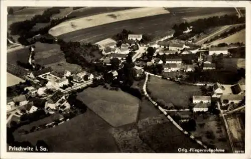 Ak Gaußig Prischwitz, Fliegeraufnahme