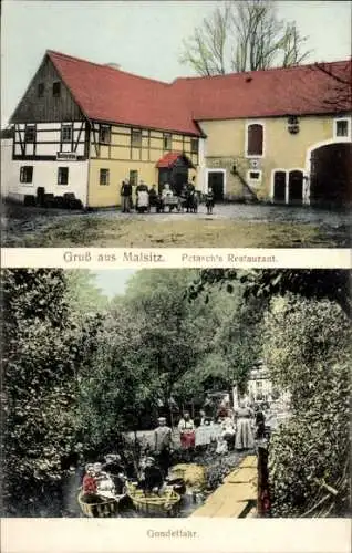 Ak Malsitz Bautzen in der Oberlausitz, Petasch's Restaurant, Gondelfahrt