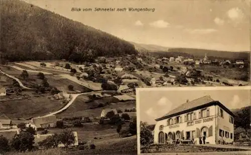 Ak Wangenbourg Wangenburg Elsass Bas Rhin, Gesamtansicht, Blick vom Schneetal, Gasthof