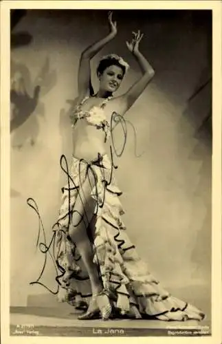 Ak Tänzerin La Jana, Portrait in Tanzkostüm, Pose, Autogramm