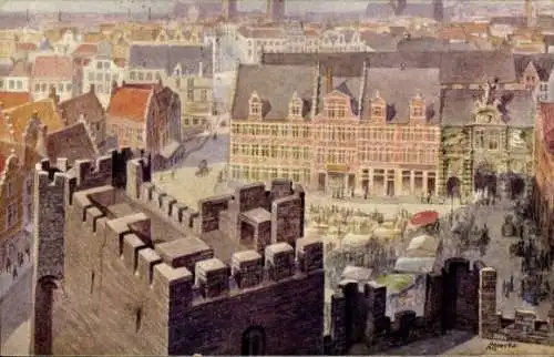 Ak Gand Gent Ostflandern, Stadtansicht von   Architektur, Wasser, Stadtmauern
