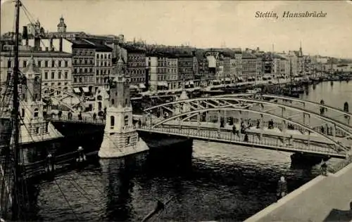 Ak Szczecin Stettin Pommern, Hansabrücke