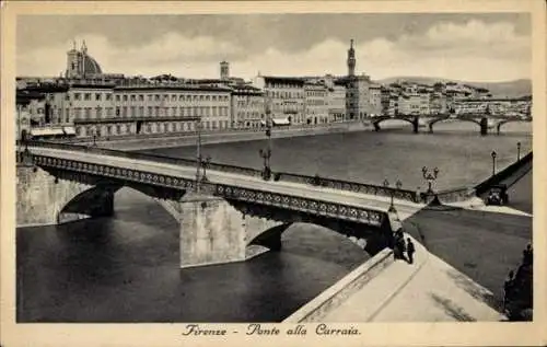Ak Firenze Florenz Toscana, Brücke Ponte alla Carraia, Fluss, Stadtansicht, r Stil