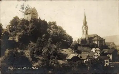 Ak Uster Kanton Zürich, Schloss  Kirche   Ansicht