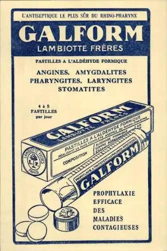 CPA Reklame, Galform, Pastilles a l'Aldehyde Formique