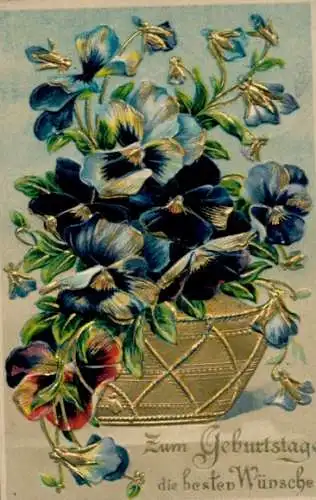 Präge Ak Glückwunsch Geburtstag, Blumen