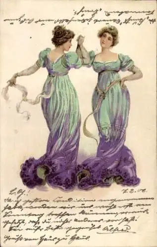 Litho Zwei tanzende Frauen