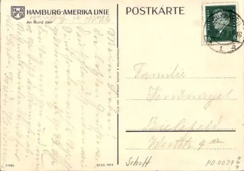 Ak Dampfer, Dampfschiff, HAPAG