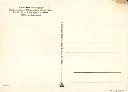 Ak Deutsches Kriegsschiff, Leichter Kreuzer Leipzig