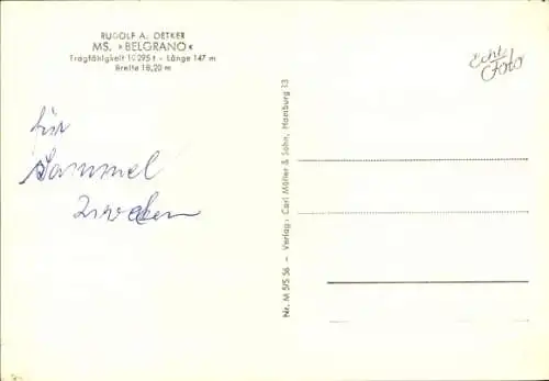 Ak Frachtschiff MS Belgrano