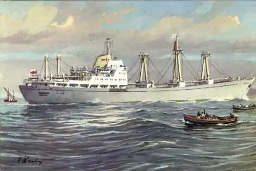 Künstler Ak Frachtschiff M/S Olesnica