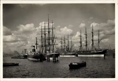 Ak Hamburg, Segelschiffhafen, Segelschiffe