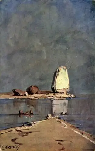 Künstler Ak See, Ufer, Felsen