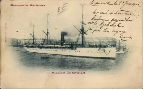 Ak Marseille Bouches du Rhône, Passagierschiff 'Djenmah' in Marseille