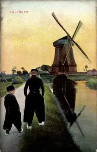 Ak Volendam Nordholland Niederlande, Windmühle