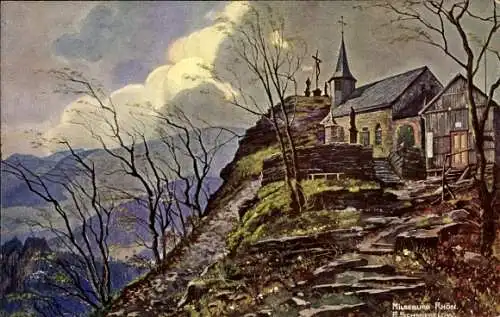 Künstler Ak Hofbieber in der Rhön, Milseburg, obere Partie