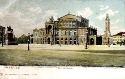 Ak Dresden Altstadt Johannstadt, Kgl. Hoftheater, historische Architektur, Straßenansicht
