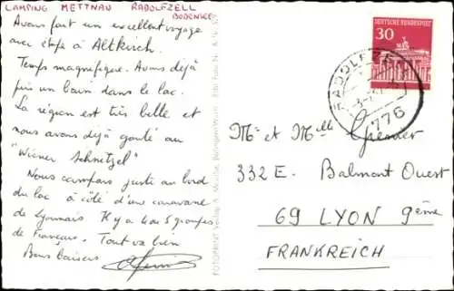 Ak Radolfzell am Bodensee, Camping  Segelboot, Zelt, Auto, Uferpromenade