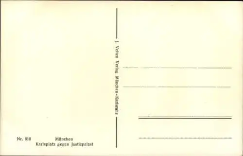 Ak München, Karlsplatz, Justizpalast, Straßenbahn