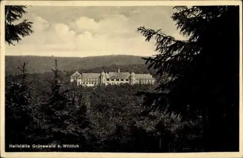 Ak Wittlich in der Eifel, Heilstätte Grünewald, Waldlandschaft, historische Architektur