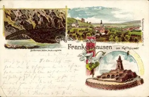 Ak Bad Frankenhausen am Kyffhäuser Thüringen, Sarbarassa-Höhle, Neptunagrotte, Stadtansicht, B...