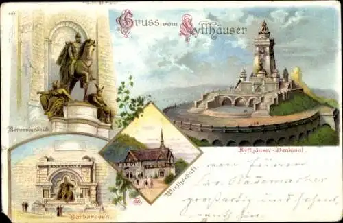 Ak Bad Frankenhausen am Kyffhäuser Thüringen, Reiterstandbild, Barbarossa, Kyffhäuser-Denkmal,...