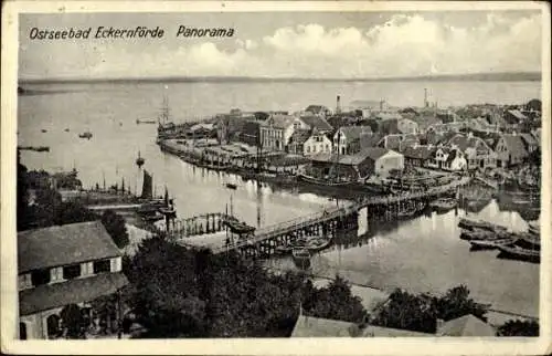 Ak Ostseebad Eckernförde, Panoramaansicht des Ostseebades  Hafenansicht