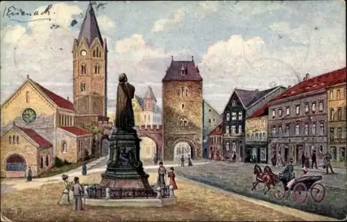 Ak Lutherstadt Eisenach Thüringen, Hellthal, Stadtansicht, Lutherdenkmal, historische Gebäude,...