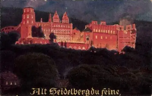 Künstler Ak Heidelberg Württemberg, Schloß Beleuchtung