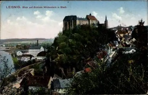 Ak Leisnig in Sachsen, Schloss Mildenstein und Stadt